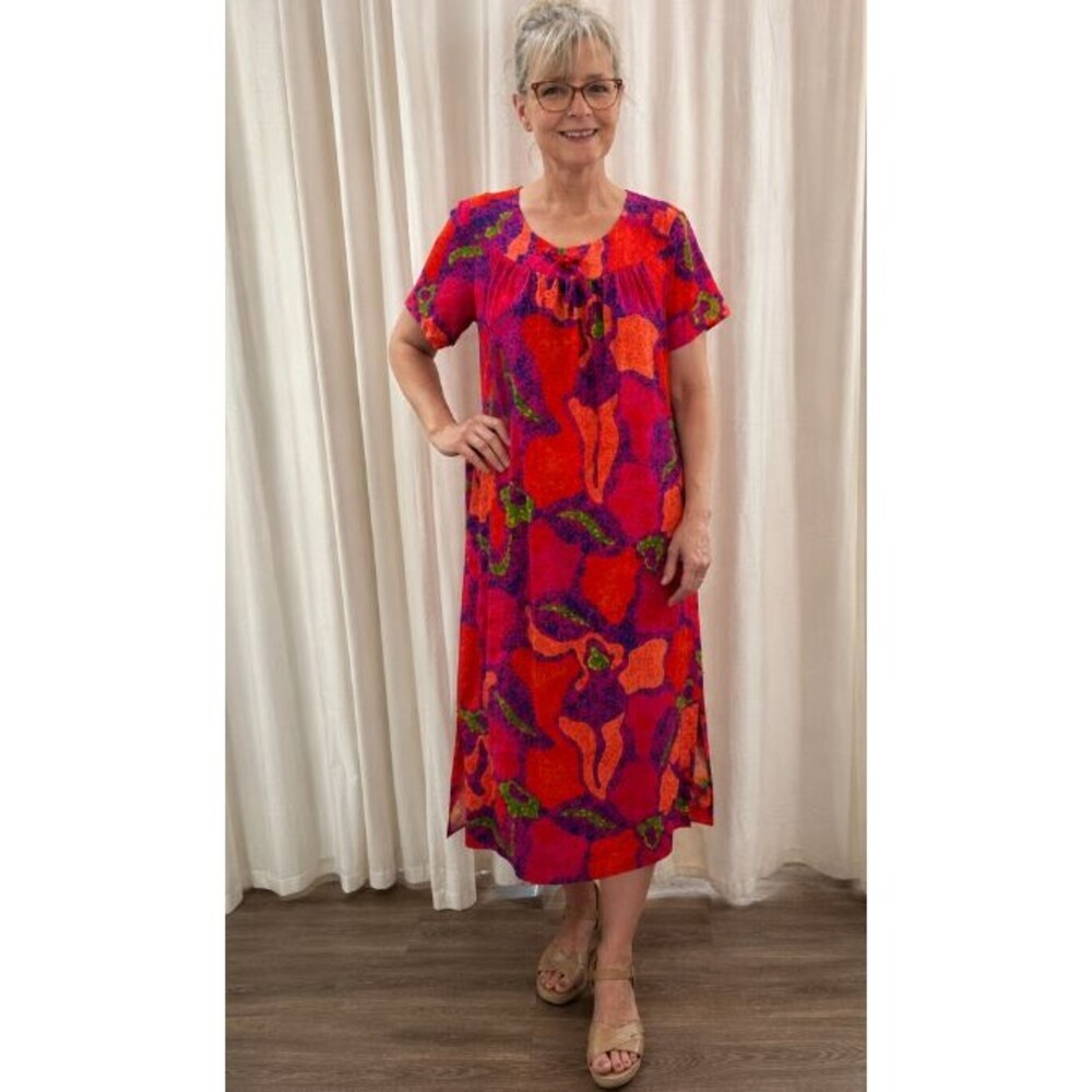 Vintage Pomare Tahiti Hawaii Dayglo Maxi Dress Barkcloth Mod Psychedelic No Size
